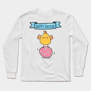 Cute Colorful Happy Easter Chick and Egg Long Sleeve T-Shirt